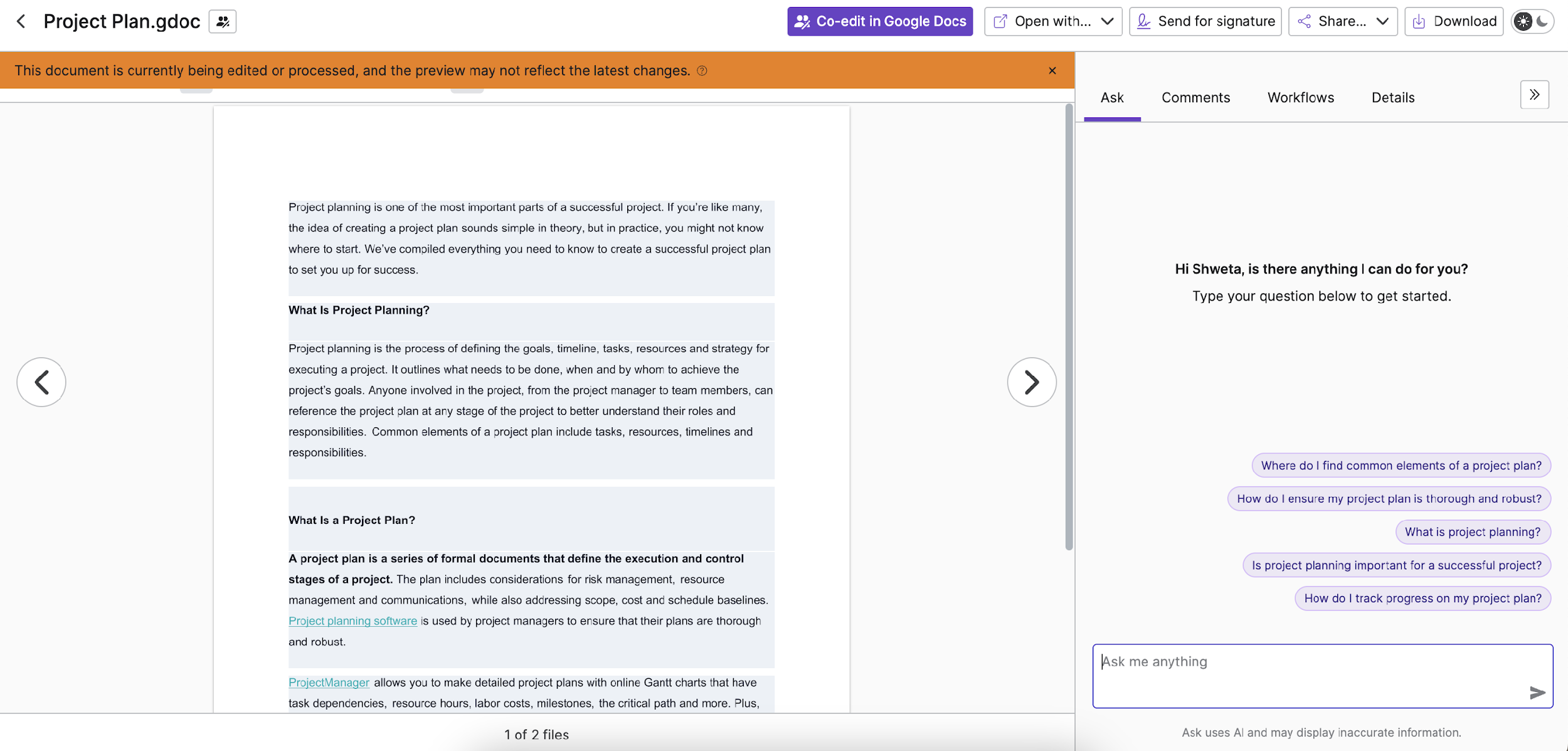 Egnyte file preview