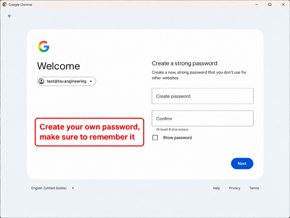 Google — create a strong password