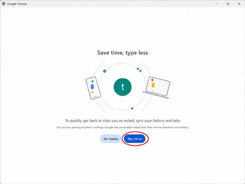 Google Chrome — sync your history and tabs