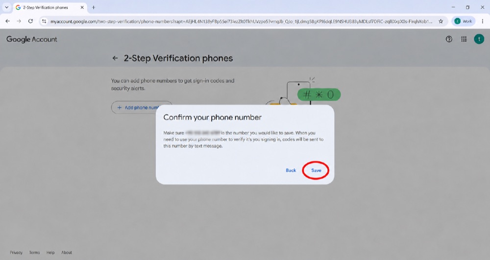 Google — confirm your phone number