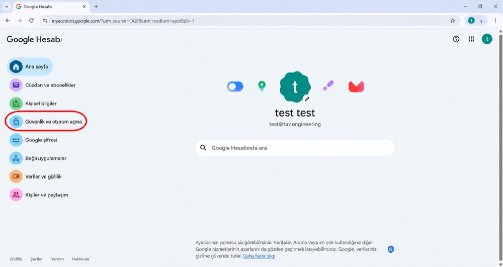Google Hesabı — ana sayfa