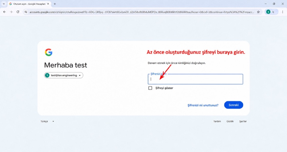 Google — kimliğinizi doğrulayın