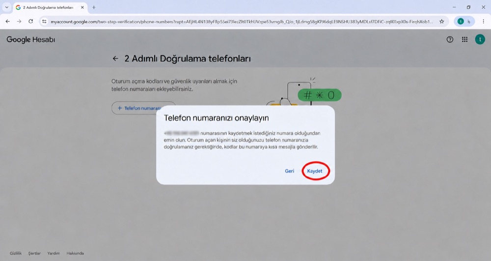 Google — telefon numaranızı onaylayın